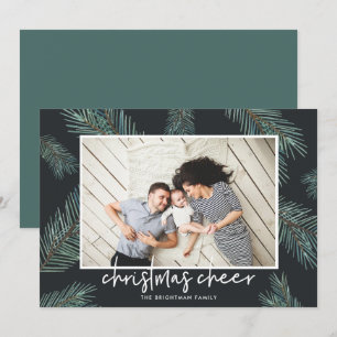 Tarjeta Festiva Pine Boughs   Navidades Cheer Photo
