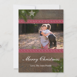 Tarjeta Festiva Pine Branch Star Merry Christmas Card