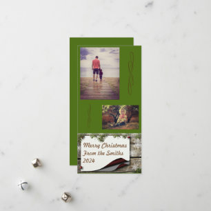 Tarjeta Festiva Pine Branches Green Background Navidades