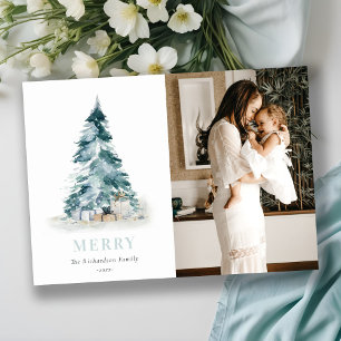 Tarjeta Festiva Pine de color de nieve, foto de regalo de árbol de