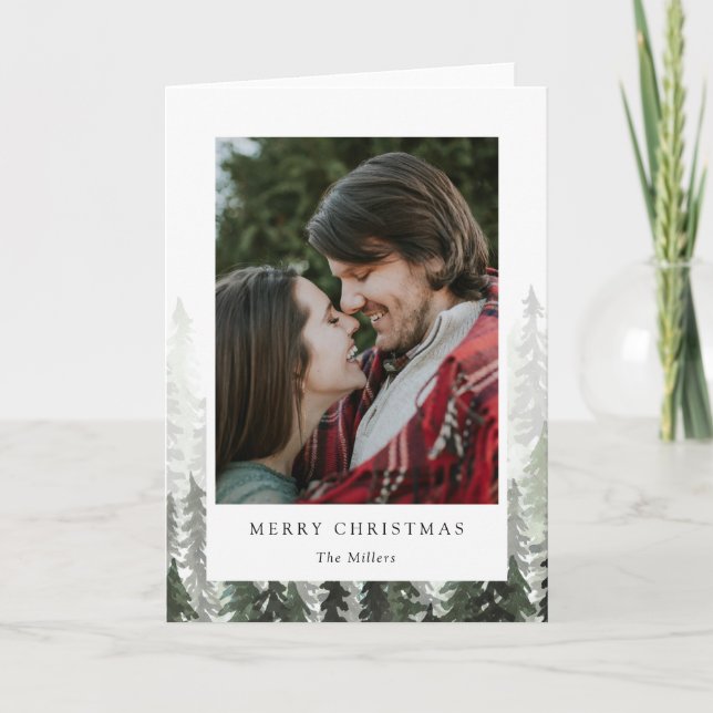 Tarjeta Festiva Pine Forest Holiday Photo Card (Anverso)