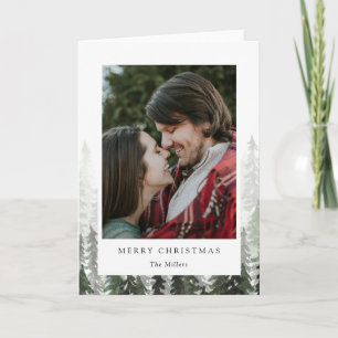 Tarjeta Festiva Pine Forest Holiday Photo Card