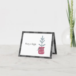 Tarjeta Festiva Pine Tree Black Red Holiday Country Plage