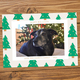Tarjeta Festiva Pine Trees Holiday Photo Card