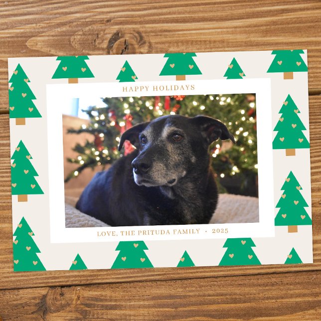 Tarjeta Festiva Pine Trees Holiday Photo Card (Subido por el creador)