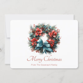 Tarjeta Festiva Pine Wreath con Navidades Holly