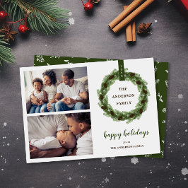 Tarjeta Festiva Pine Wreath Happy Holidays 2 Photo