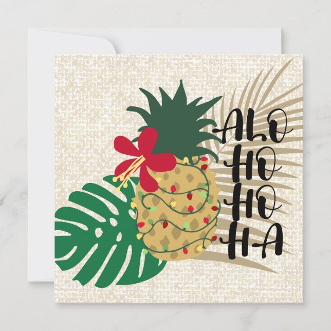 Tarjeta Festiva Pineapple tropical hawaiana ALO-HO-HA (Anverso)