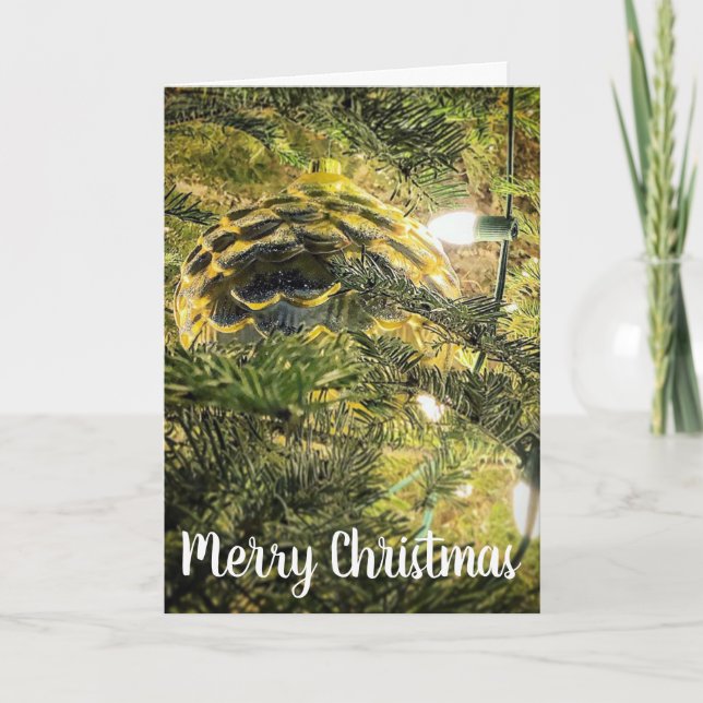 Tarjeta Festiva Pinecona dorada (Anverso)