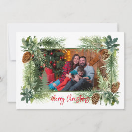 Tarjeta Festiva Pinecone 1-foto 5x7 plana