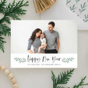 Tarjeta Festiva Pineneedle Happy New Year Modern Photo