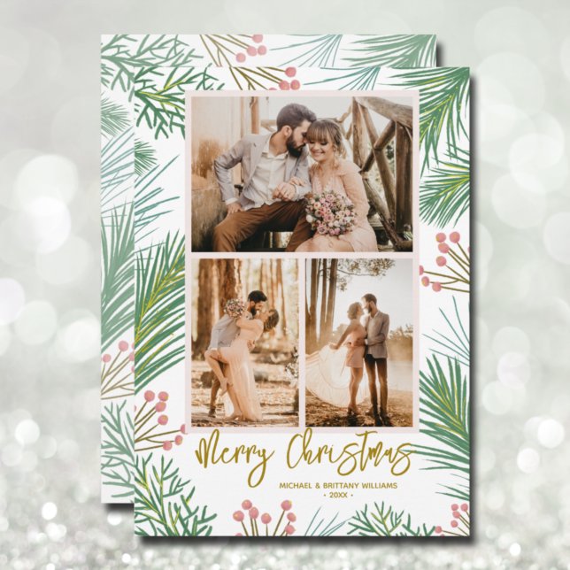 Tarjeta Festiva Pines Berries Multi Photo (Subido por el creador)