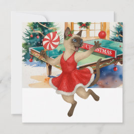Tarjeta Festiva Ping Pong Christmas Themed for Siamese Cat lovers