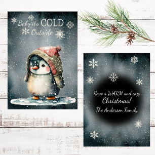 Tarjeta Festiva Pingüino de Baby It's Cold Outside 
