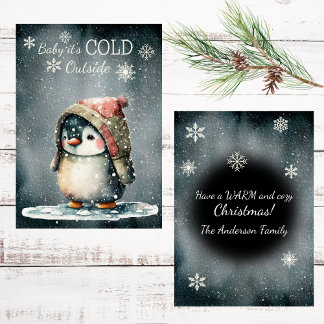 Tarjeta Festiva Pingüino de Baby It's Cold Outside