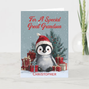 Tarjeta Festiva Pingüino de bebé grande