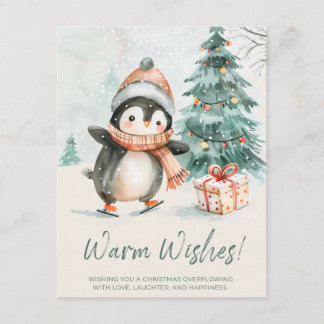 Tarjeta Festiva Pingüino de Deseos Cálidos