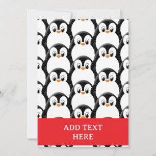 Tarjeta Festiva Pingüino De Grasa En Todo El Patrón De Impresión