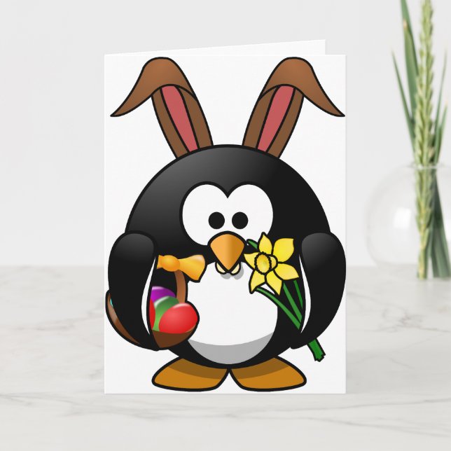 Tarjeta Festiva Pingüino de Pascua (Anverso)