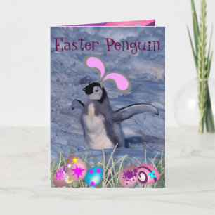 Tarjeta Festiva Pingüino de Pascua