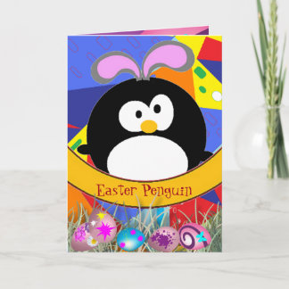 Tarjeta Festiva Pingüino de Pascua