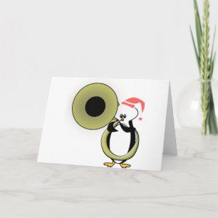 Tarjeta Festiva Pingüino del bebé con la tuba