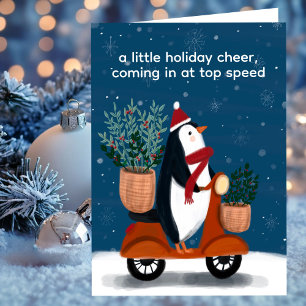 Tarjeta Festiva Pingüino en Personalizado de Navidades Scooter Cut