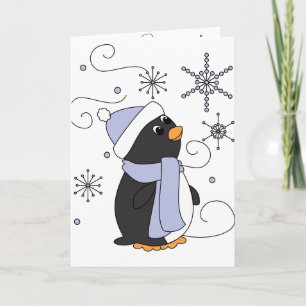Tarjeta Festiva Pingüino en temor