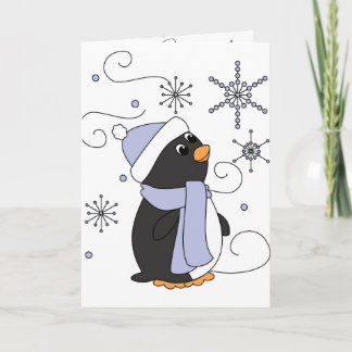 Tarjeta Festiva Pingüino en temor