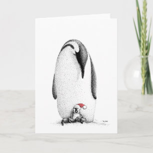 Tarjeta Festiva Pingüino en un Sombrero