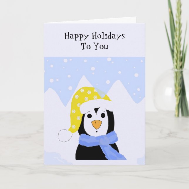 Tarjeta Festiva Pingüino Frío (Anverso)