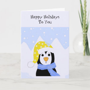 Tarjeta Festiva Pingüino Frío