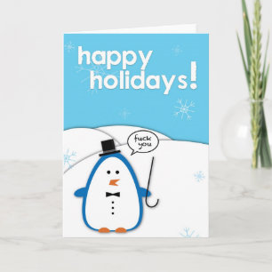 Tarjeta Festiva Pingüino grosero: F*ck usted