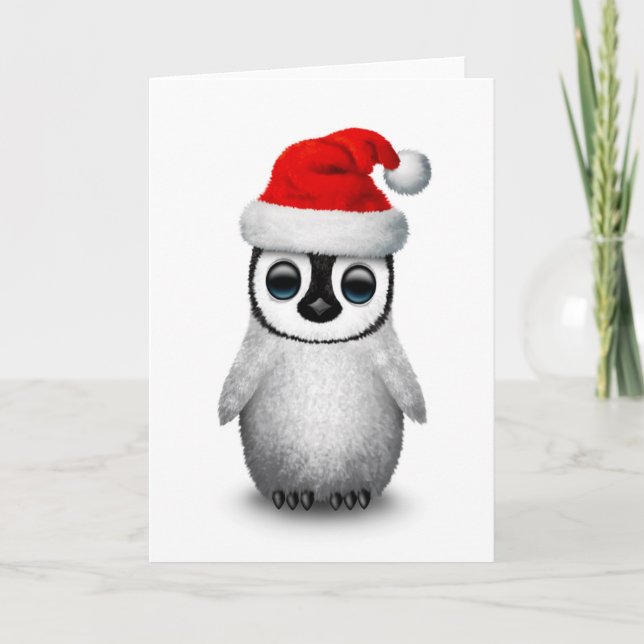 Tarjeta Festiva Pingüino lindo del bebé que lleva un blanco del (Anverso)