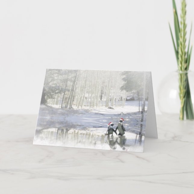 Tarjeta Festiva Pinguino lindo ¡Felices Fiestas! (Anverso)