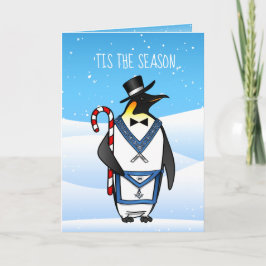 Tarjeta Festiva Pingüino masónico del día de fiesta del Freemason