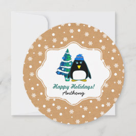 Tarjeta Festiva Pingüino | Navidades de nombres personalizados