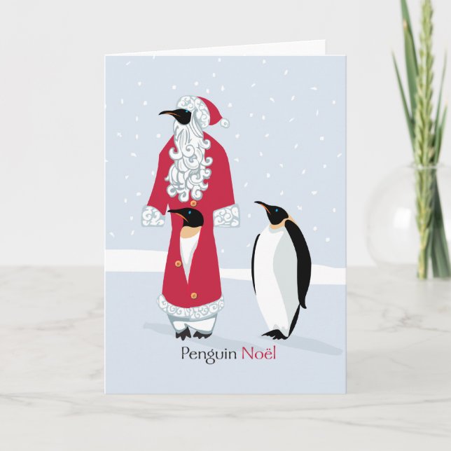 Tarjeta Festiva Pingüino Noel (Anverso)
