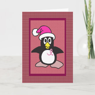 Tarjeta Festiva pingüino rosado de la cinta