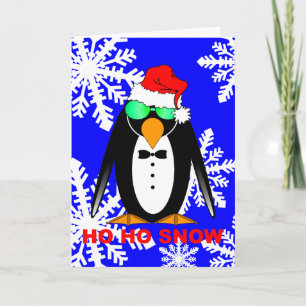 Tarjeta Festiva pingüino Santa