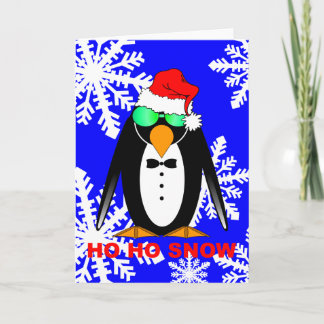 Tarjeta Festiva pingüino Santa
