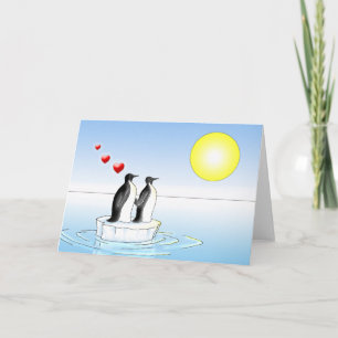 Tarjeta Festiva pingüino valentino