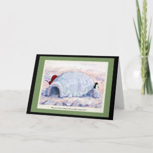 Tarjeta Festiva Pingüino y esquimal