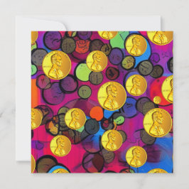 Tarjeta Festiva Pingüinos afortunados