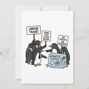 Tarjeta Festiva Pingüinos contra aranceles anti Trump