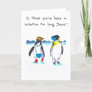 Tarjeta Festiva Pingüinos de aislamiento con máscaras en la cara N