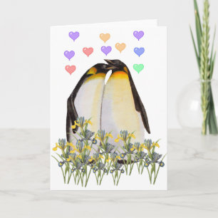 Tarjeta Festiva Pingüinos el día de San Valentín