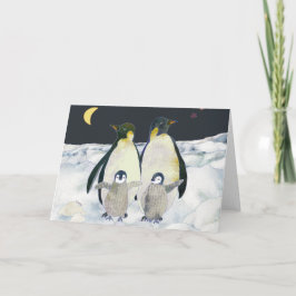 Tarjeta Festiva Pingüinos emperadores en la Antártida