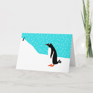 Tarjeta Festiva Pingüinos en la nieve