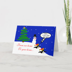 Tarjeta Festiva Pingüinos En Navidades De Nieve